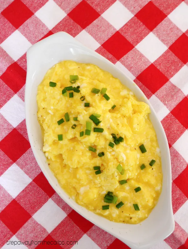 Cheesy Scrambled Eggs - perfect for a low carb and keto breakfast or lunch!