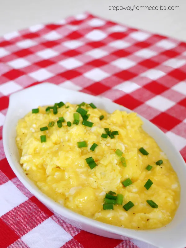 Cheesy Scrambled Eggs - perfect for a low carb and keto breakfast or lunch!