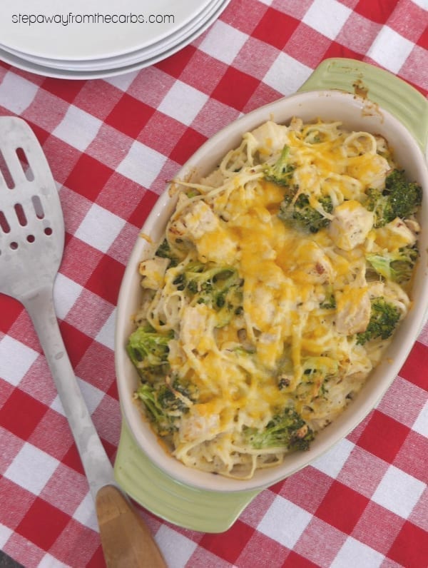 Low Carb Cheesy Chicken Noodle Casserole - a surprisingly quick and easy family meal!