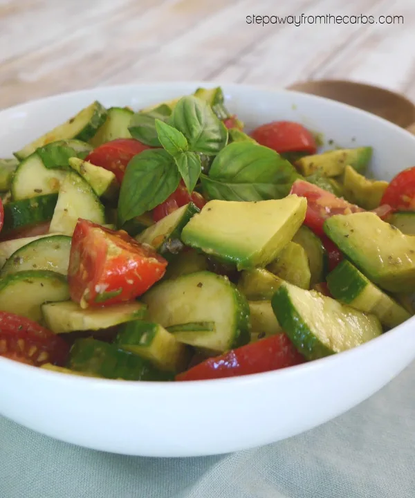 Low Carb Cucumber, Tomato and Avocado Salad - a colorful and delicious keto-friendly side dish recipe!
