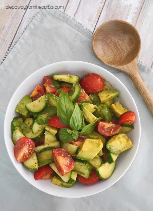 Low Carb Cucumber, Tomato and Avocado Salad - a colorful and delicious keto-friendly side dish recipe!