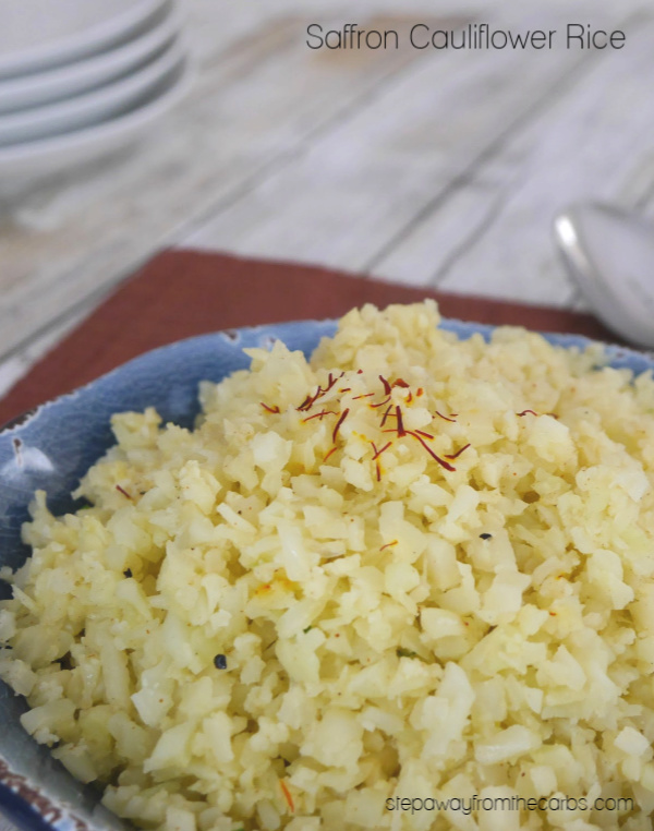 Saffron Cauliflower Rice - an easy low carb side dish recipe