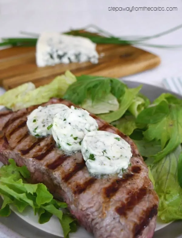 Steak with Blue Cheese Butter - a fantastic combination of flavors! Low carb, keto, and LCHF recipe.