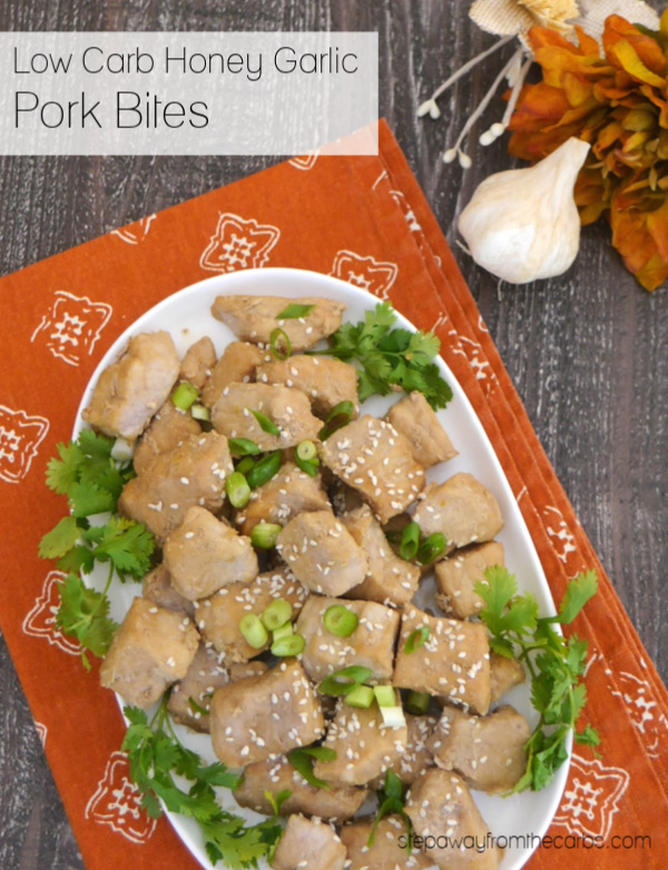Low Carb Honey Garlic Pork Bites - a sugar free and keto recipe that is perfect for entertaining!