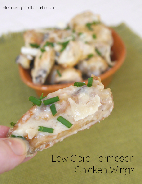 Low Carb Parmesan Chicken Wings - crispy, buttery, and cheesy! Ideal for a tasty appetizer or snack to share.