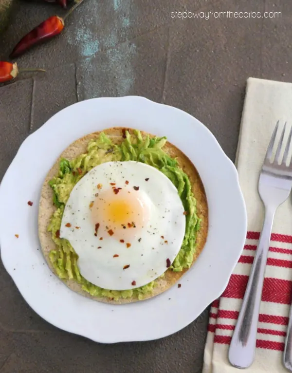 Fried Egg and Avocado Low Carb Tostada - a quick and tasty lunch recipe!