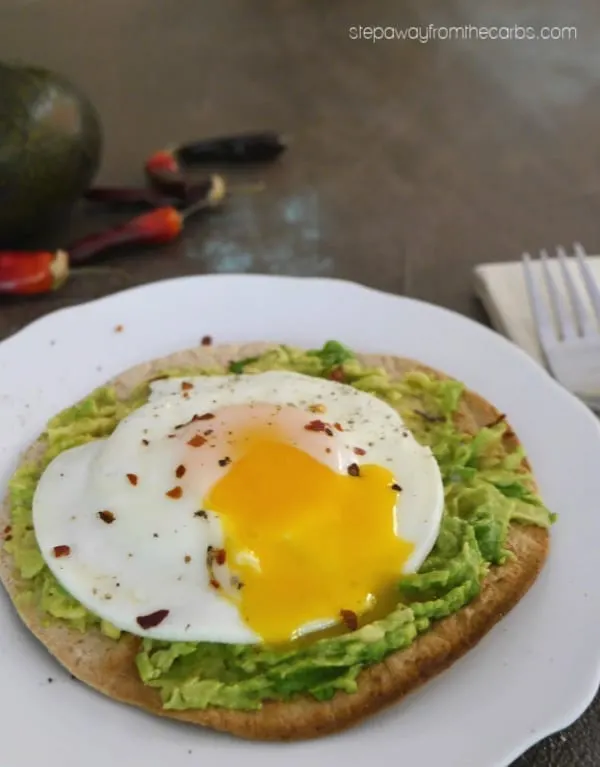 Fried Egg and Avocado Low Carb Tostada - a quick and tasty lunch recipe!