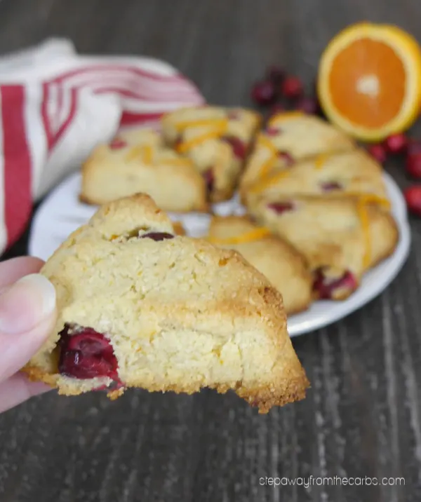 Low Carb Scones with Cranberry and Orange - a gluten free and sugar free recipe inspired by the Easy Keto Cookbook! 