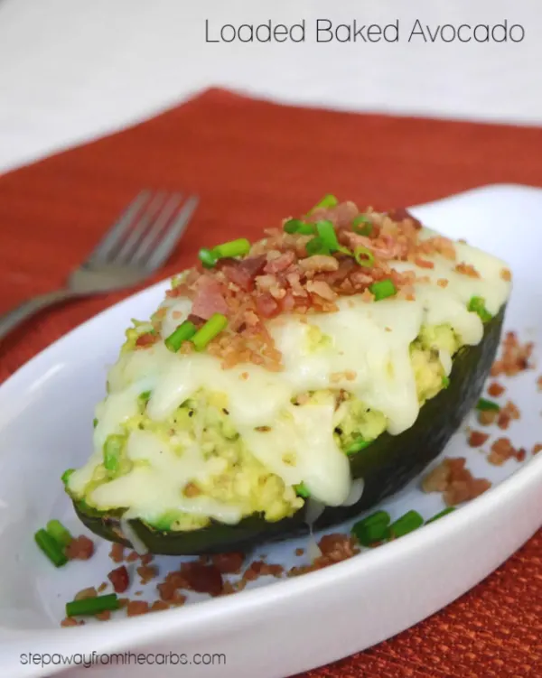 Loaded Baked Avocado - a low carb alternative to baked potato! An easy lunch recipe.