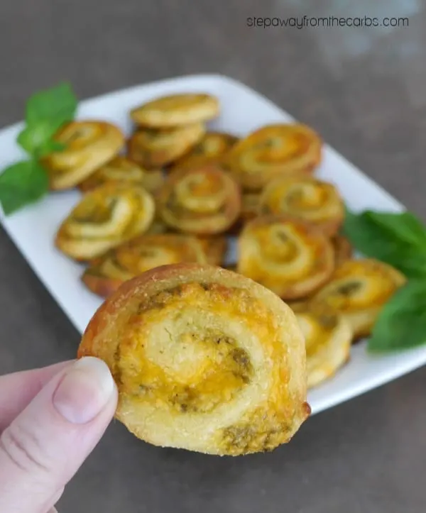 Low Carb Pinwheels with Cheese and Pesto - gluten free, keto, and LCHF recipe