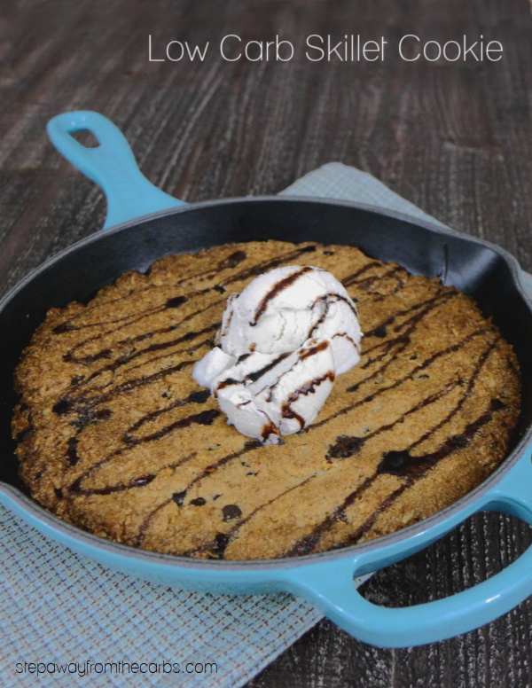 Low Carb Skillet Cookie - a delicious dessert to share! Sugar free, gluten free, and keto friendly recipe.