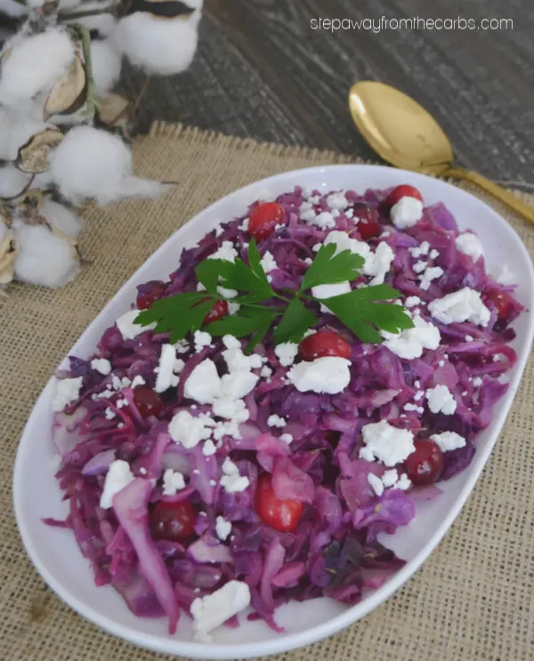 Red Cabbage with Cranberries and Goat's Cheese - a delicious low carb side dish recipe for Thanksgiving or Christmas! 