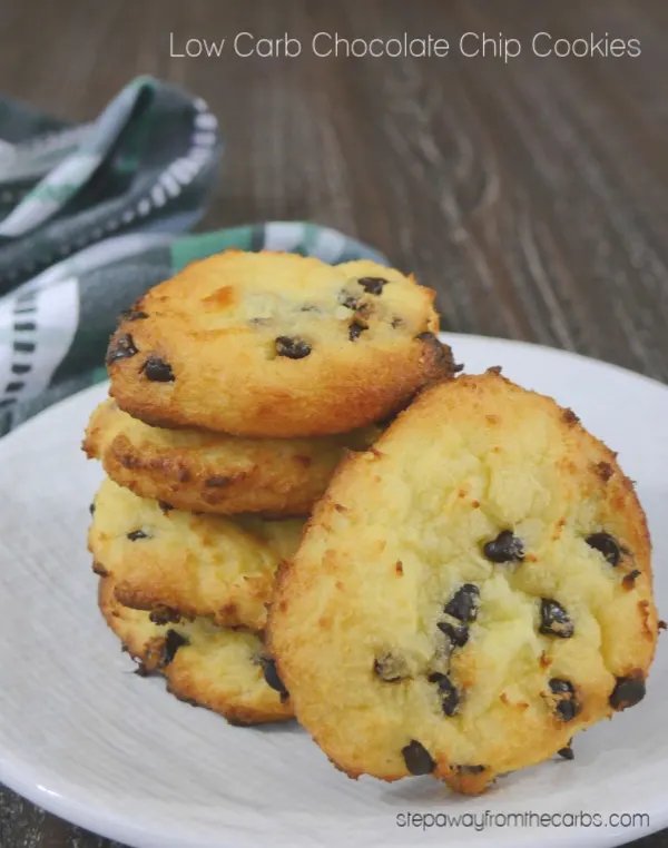 Low Carb Chocolate Chip Cookies - made from fathead dough! They're gluten free, keto, LCHF, and sugar free! Low Carb Chocolate Chip Cookies - made from fathead dough! They're gluten free, keto, LCHF, and sugar free!