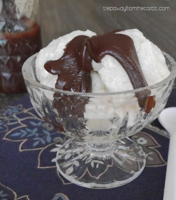 Low Carb Hot Fudge Sauce - requires just four ingredients! Sugar free and keto friendly recipe.