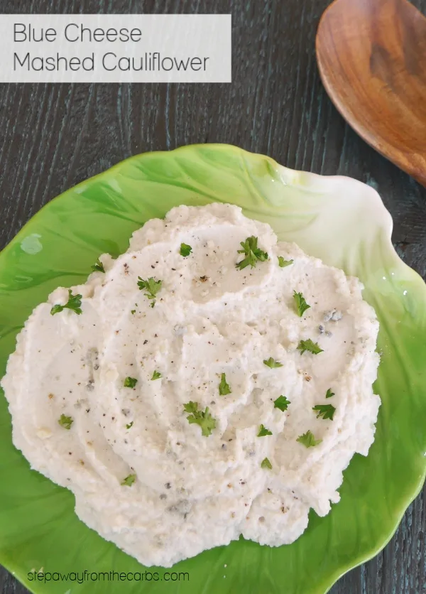 Blue Cheese Mashed Cauliflower - a low carb and keto side dish with a full-on flavor!