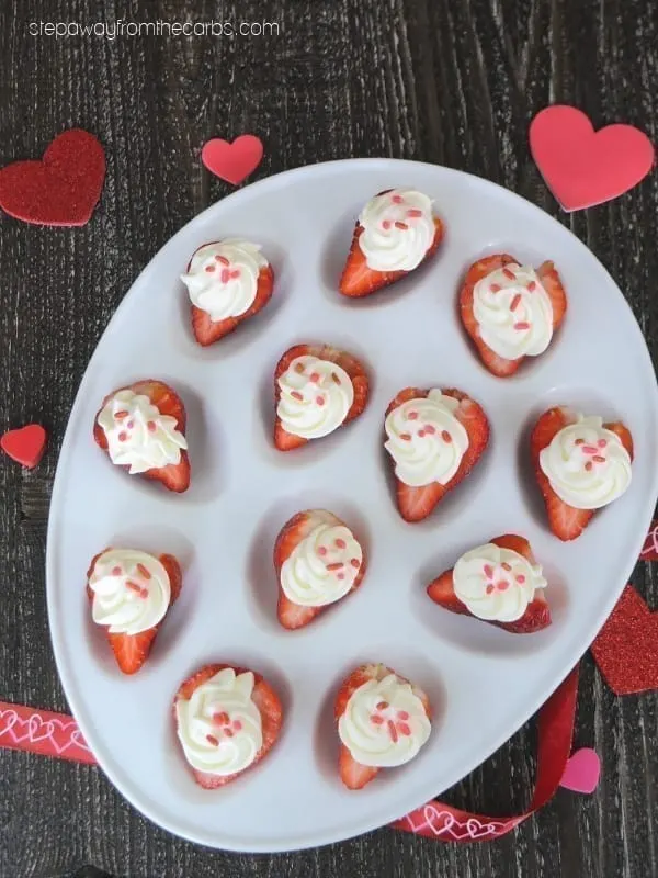 Low Carb Deviled Strawberries - the perfect sweet treat for Valentine's Day!
