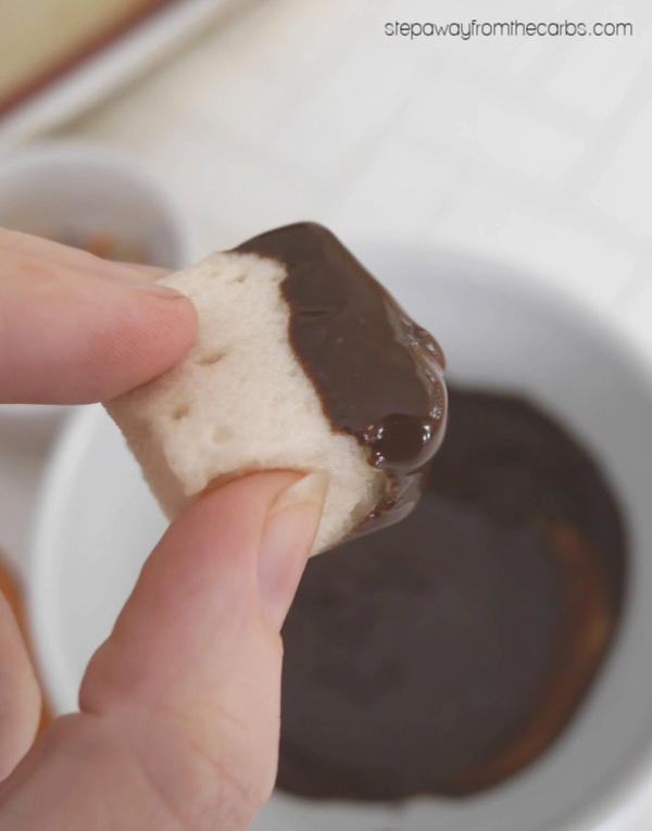 Low Carb Marshmallows - Chocolate Dipped! Three-ingredient sugar free and keto friendly treats!