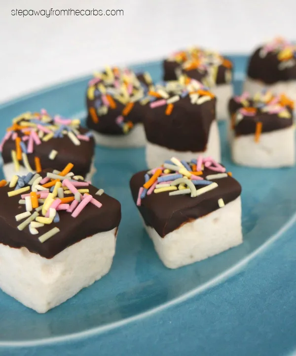 Low Carb Marshmallows - Chocolate Dipped! Three-ingredient sugar free and keto friendly treats!
