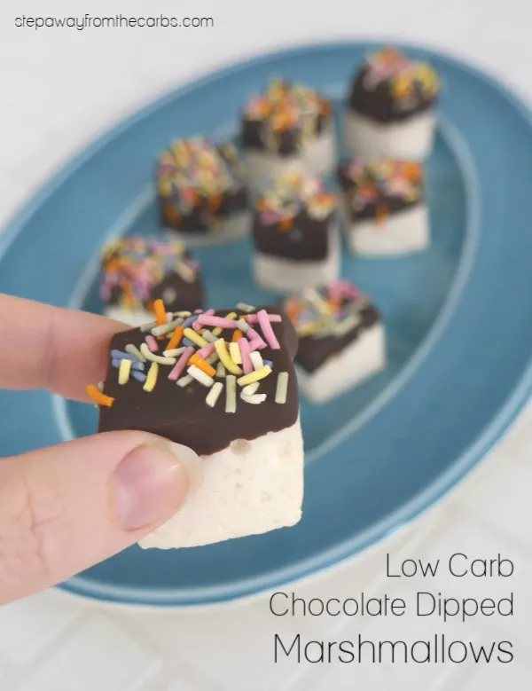 Low Carb Marshmallows - Chocolate Dipped! Three-ingredient sugar free and keto friendly treats!