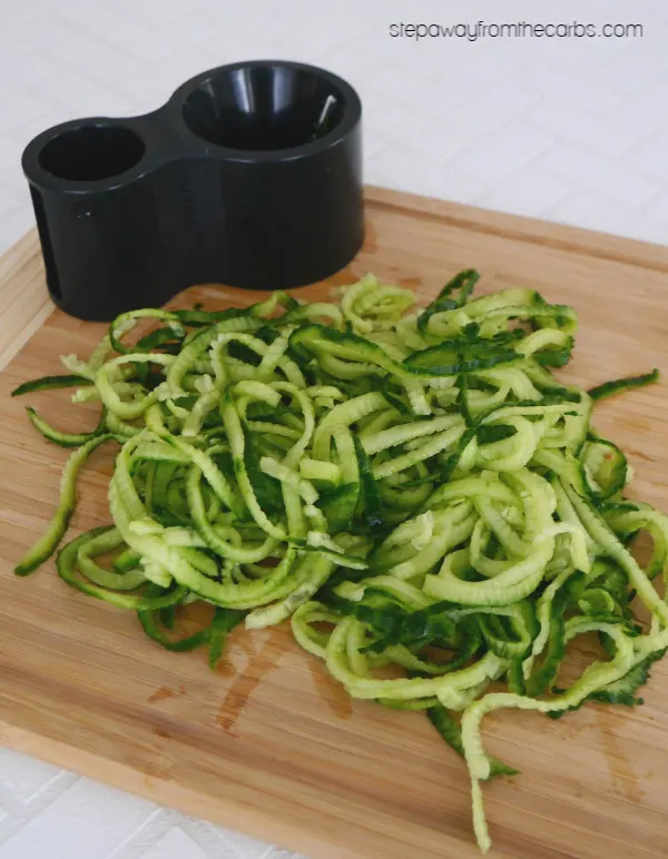 Garlic Shrimp with Cucumber Noodles - a fragrant low carb, gluten free, and keto meal!