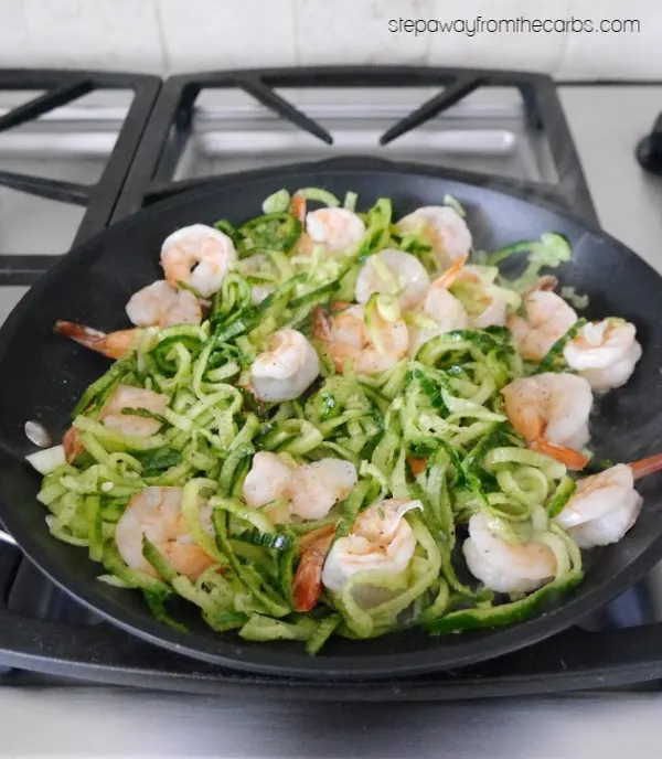 Garlic Shrimp with Cucumber Noodles - a fragrant low carb, gluten free, and keto meal!