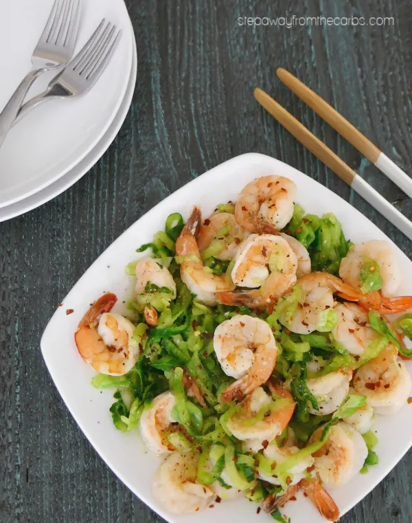 Garlic Shrimp with Cucumber Noodles - a fragrant low carb, gluten free, and keto meal!