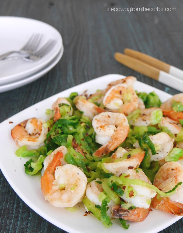 Garlic Shrimp with Cucumber Noodles - a fragrant low carb, gluten free, and keto meal!