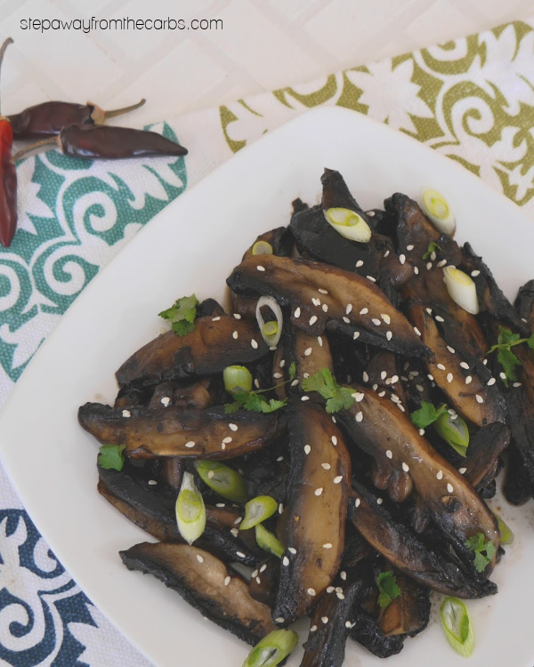 Low Carb Mushrooms with a Sweet and Spicy Sauce - a super savory and delicious side dish recipe