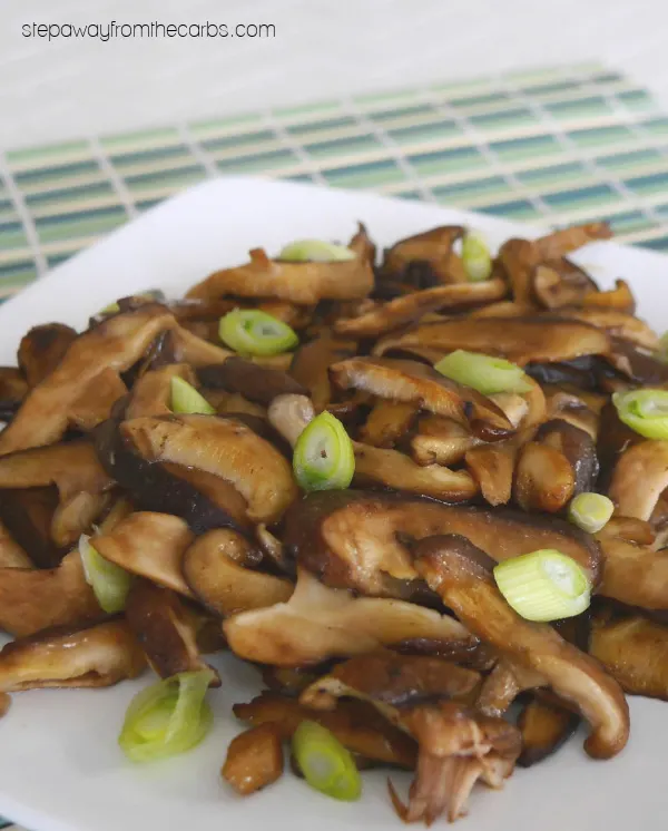 Wasabi Soy Shiitake Mushrooms - a low carb Japanese-inspired side dish recipe
