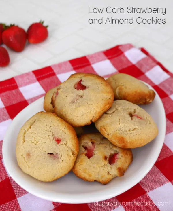 Low Carb Strawberry and Almond Cookies - a yummy gluten free, sugar free, and keto recipe!
