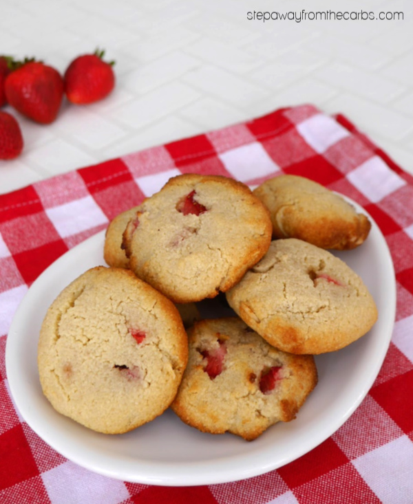 Low Carb Strawberry and Almond Cookies - a yummy gluten free, sugar free, and keto recipe!