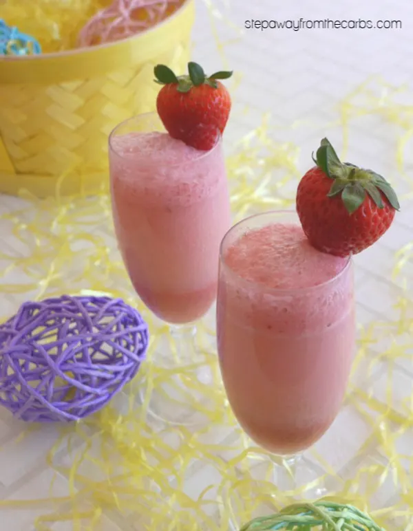 Low Carb Strawberry Cream Bellini - a sugar free cocktail for Easter or a spring party!