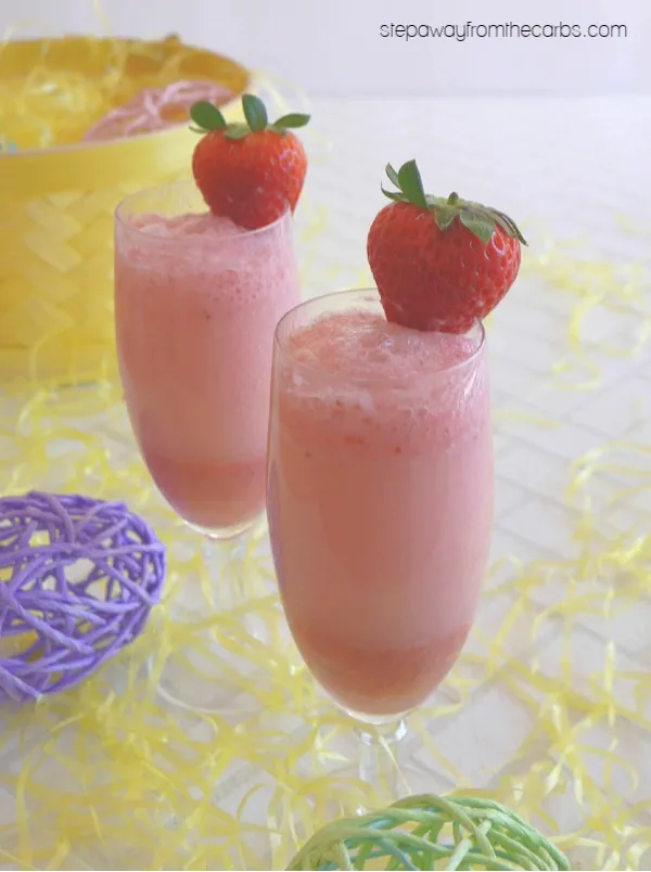 Low Carb Strawberry Cream Bellini - a sugar free cocktail for Easter or a spring party!