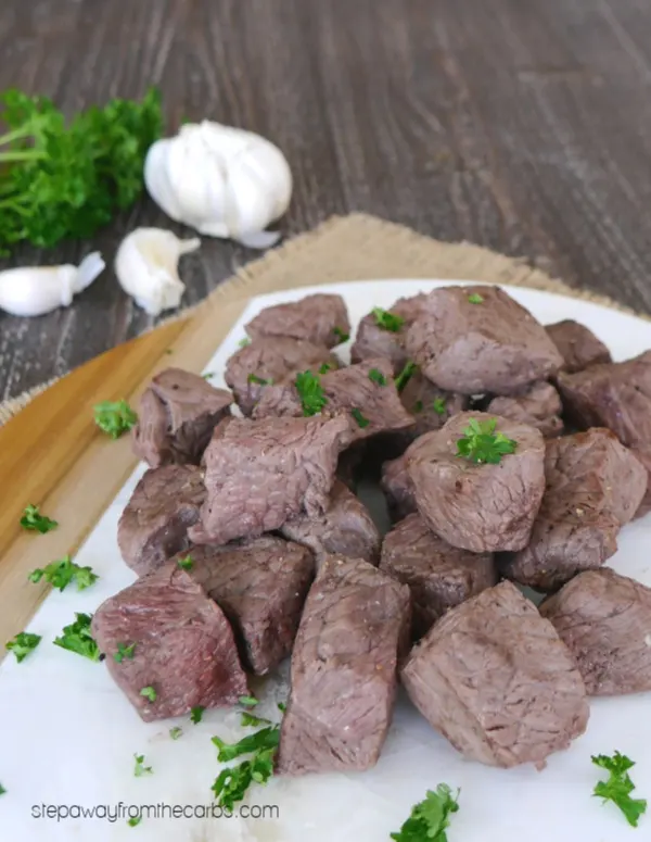 Garlic Steak Bites - a zero carb recipe to serve as an appetizer, snack, or meal!