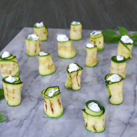 Keto Zucchini Rolls with Goat's Cheese and Basil