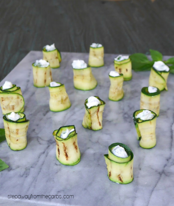 Keto Zucchini Rolls with Goat's Cheese and Basil - a delicious low carb vegetarian appetizer