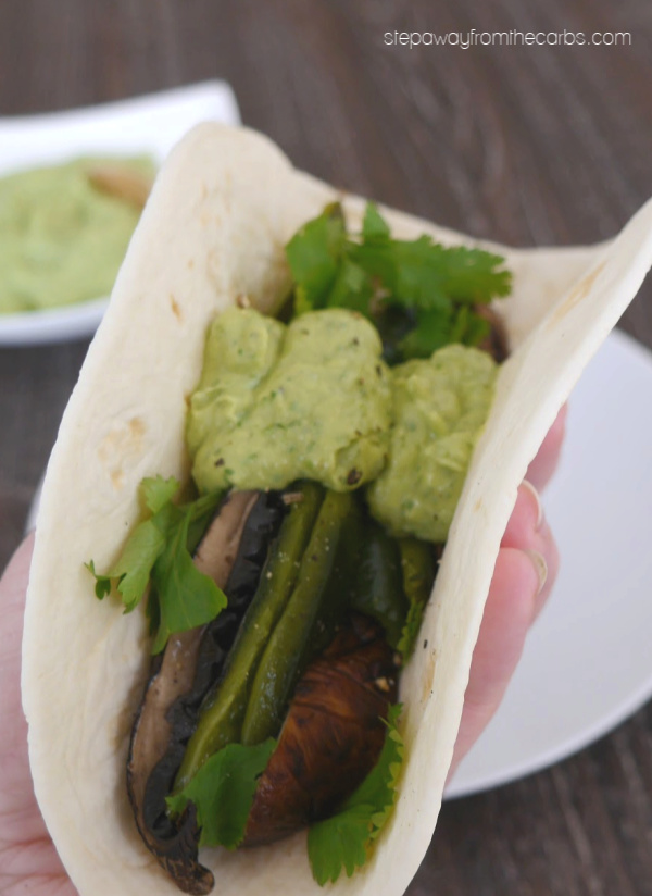 Low Carb Poblano and Mushroom Tacos - cooked on the grill!