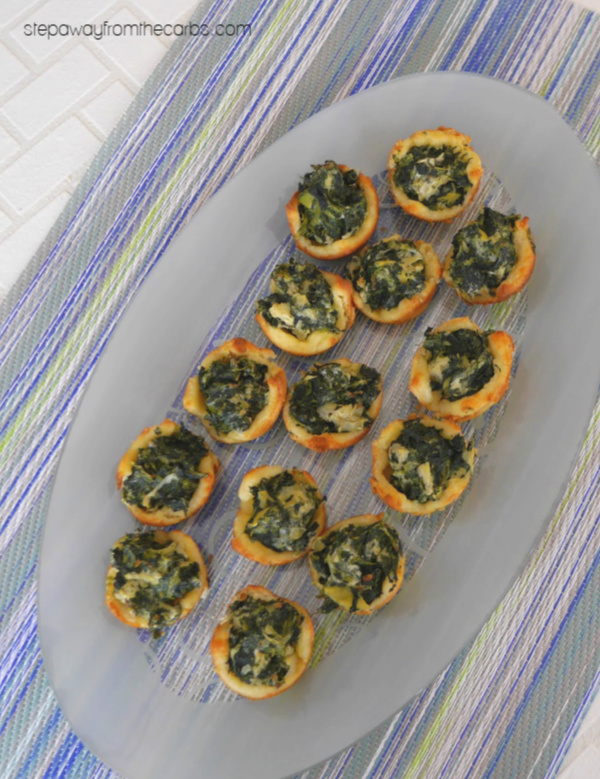 Low Carb Spinach Dip Bites - tasty little morsels made with Fathead dough, spinach, and artichoke!