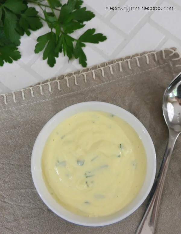 Keto Parsley Sauce - an easy low carb and gluten free sauce for fish, ham, and veggies.