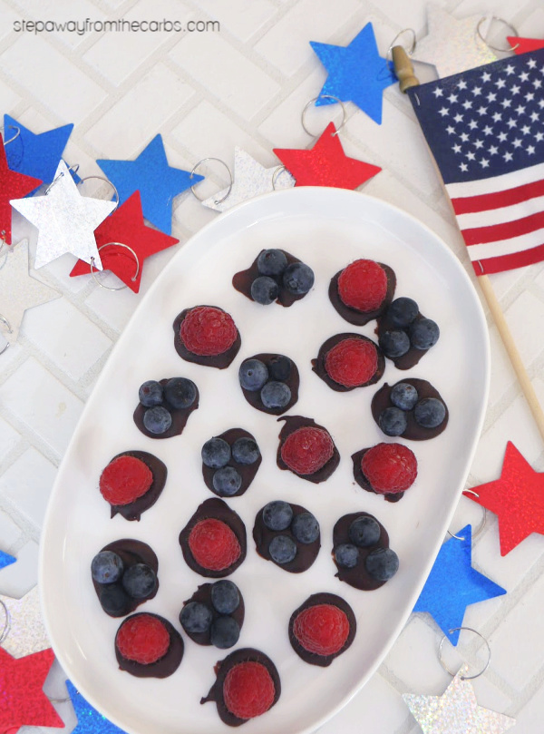 Low Carb Berry Chocolate Bites - quick and easy sweet treats for Fourth of July!