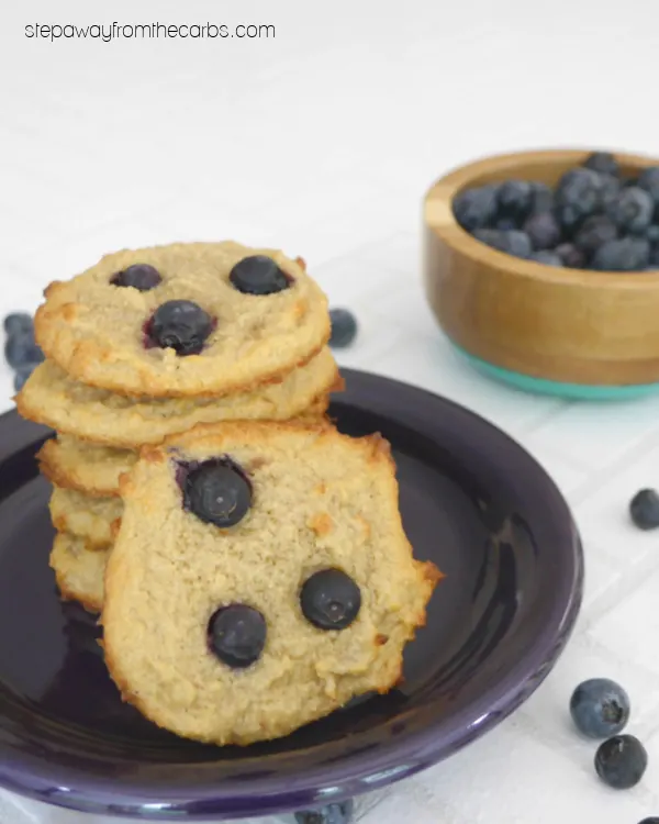 Low Carb Blueberry Cookies - soft and chewy sugar free treats 