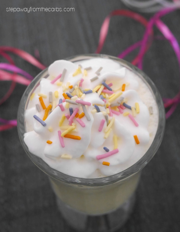 Low Carb Cake Batter Shake - a delicious and creamy drink that's sugar free and keto friendly!