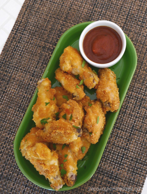 Low Carb "Fried" Chicken Wings - 3 ingredient copycat KFC recipe. Keto and gluten free.