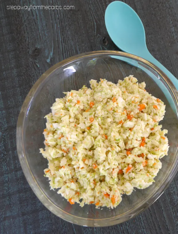 Keto Coleslaw - a KFC copycat version! It contains a fraction of the carbs of the original and is sugar free.