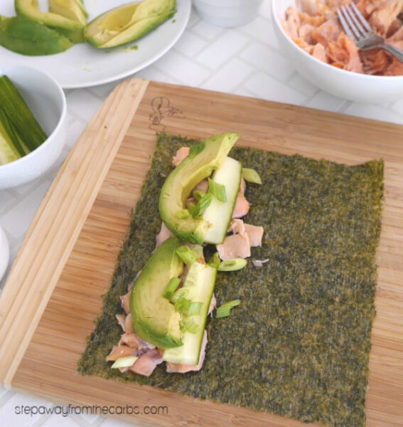 Low Carb Salmon Sushi Hand Rolls Step Away From The Carbs