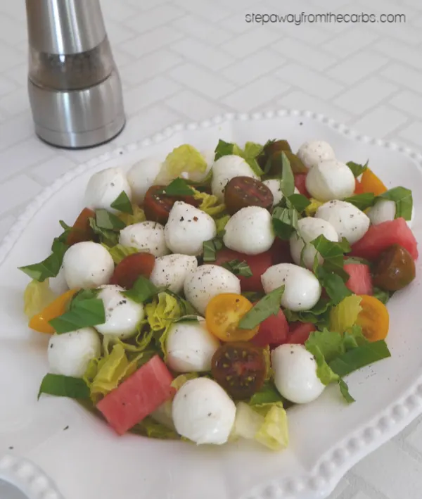 Mozzarella and Watermelon Salad - a colorful and refreshing low carb dish