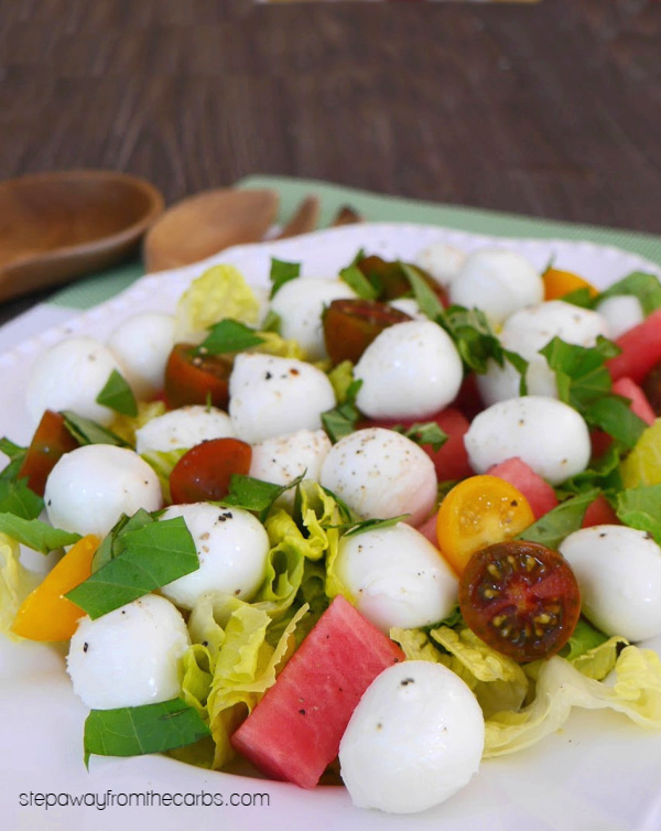 Mozzarella and Watermelon Salad - a colorful and refreshing low carb dish