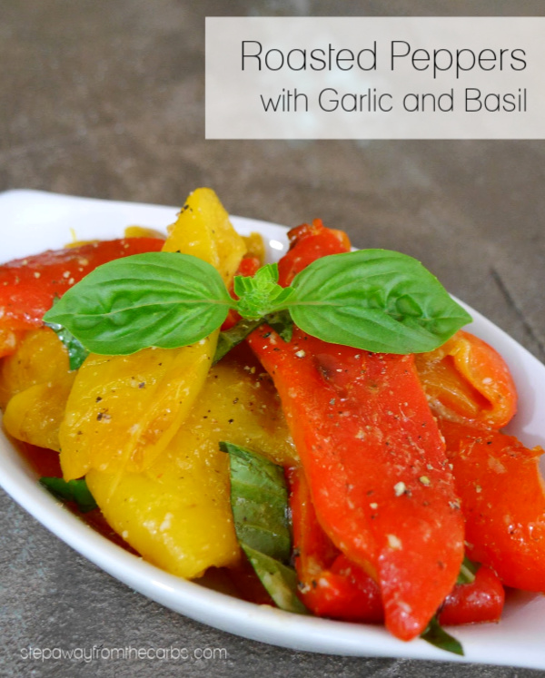 Roasted Peppers with Garlic and Basil - a low carb Italian-inspired side dish recipe