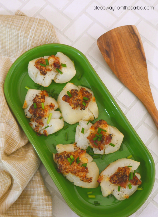 Bacon-Crusted Crushed Turnips - a lower carb alternative to potatoes! A great side dish recipe.