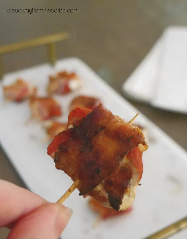 Bacon-Wrapped Cherry Peppers - a low carb and keto appetizer or snack!